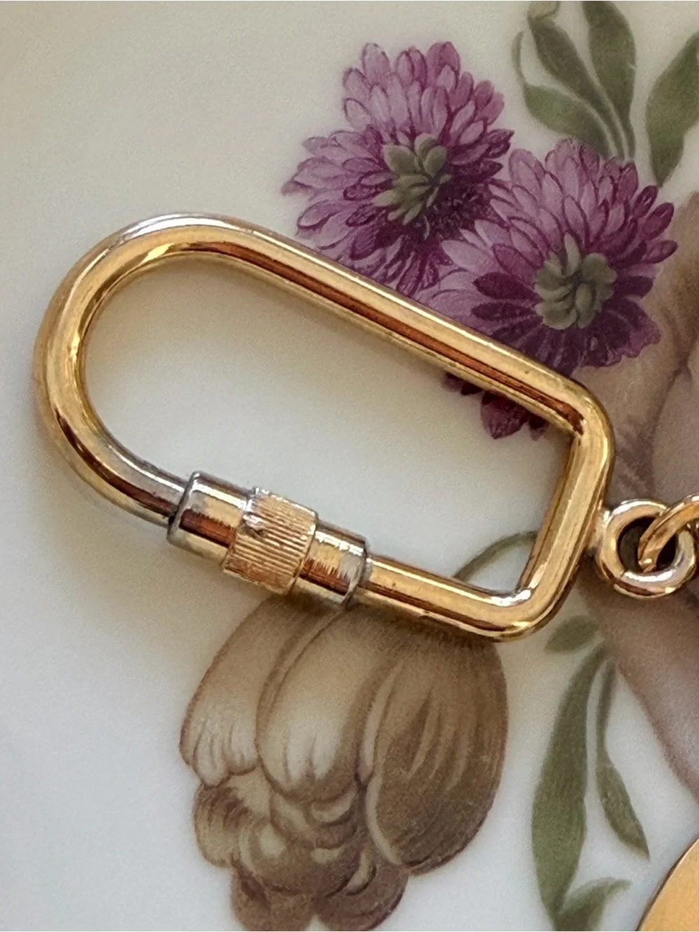 Gucci Gold Tone Keychain with Green and Red Accent